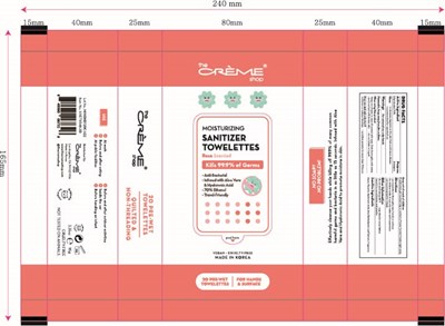 The Creme Shop Moisturizing Sanitizer Towelettes Rose Scented (Rose 20)